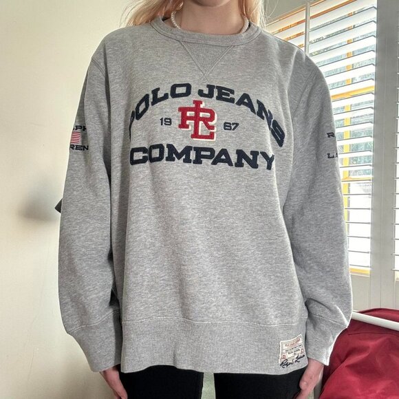 Polo Ralph Lauren Tops - Vintage Ralph Lauren Polo Jeans Co. Sweatshirt – Grey (M)